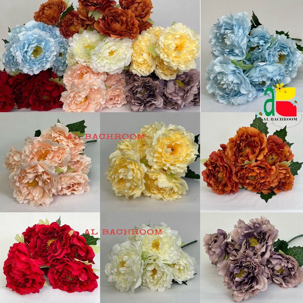 BUNGA ARTIFICIAL CAMELIA 7 CABANG B8079 BUNGA PLASTIK DEKORASI WEDDING HIASAN RUMAH