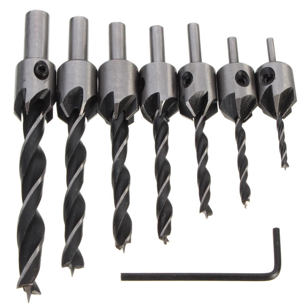 (100% BARANG ORI) Taffware Mata Bor Drill Bit Countersink HSS 3-10mm 7PCS - QST-K13