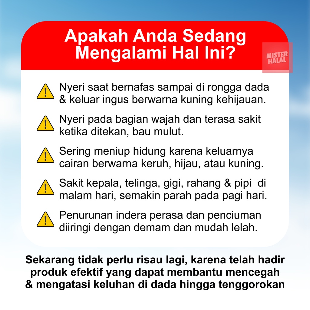 NOSINUS Obat Penyakit Sinusitis 100% Alami, Solusi Sinus, Nyeri Dada, Gangguan Pernapasan, Sakit Tenggorokan, Kapsul Herbal Gurah - Atasi Batuk Berdahak, Tidur Mendengkur / Ngorok