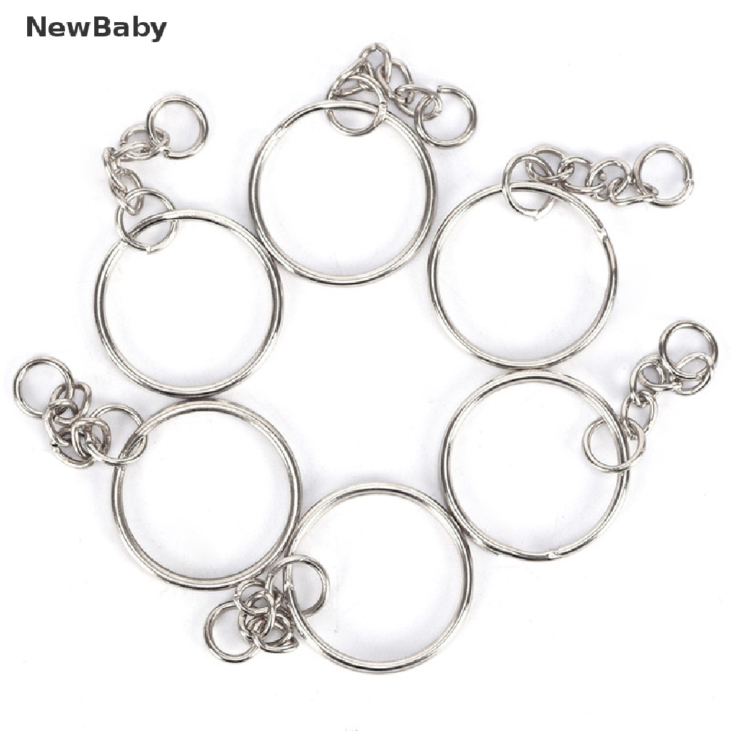 Newbaby 50PCS Ring Gantungan Kunci Silver Polished 25mm DIY