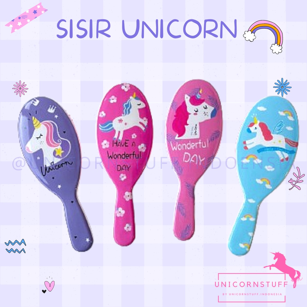 Sisir Rambut Unicorn Anak Cewek Karakter Kado Murah Premium Small Size Kecil Tas Pergi