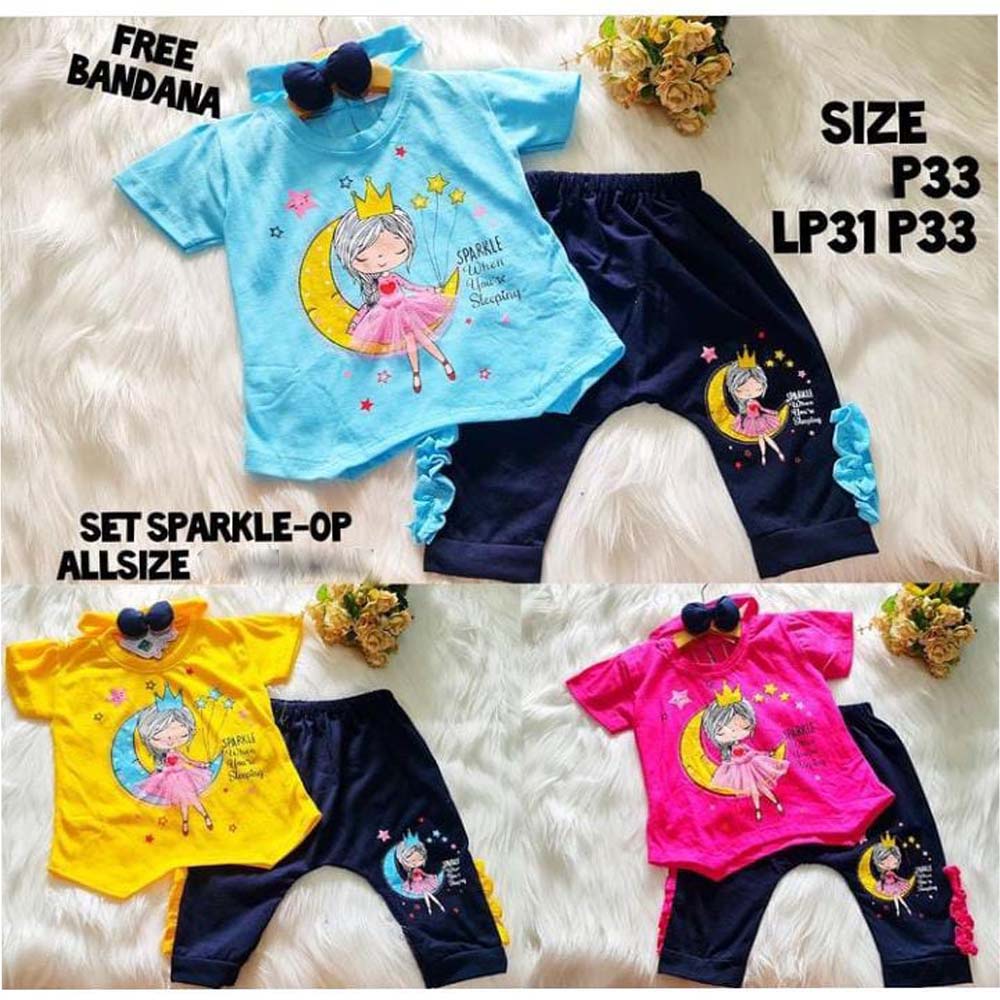 Baju Bayi Perempuan Setelan cantik Anak Bayi Cewek Sparkle
