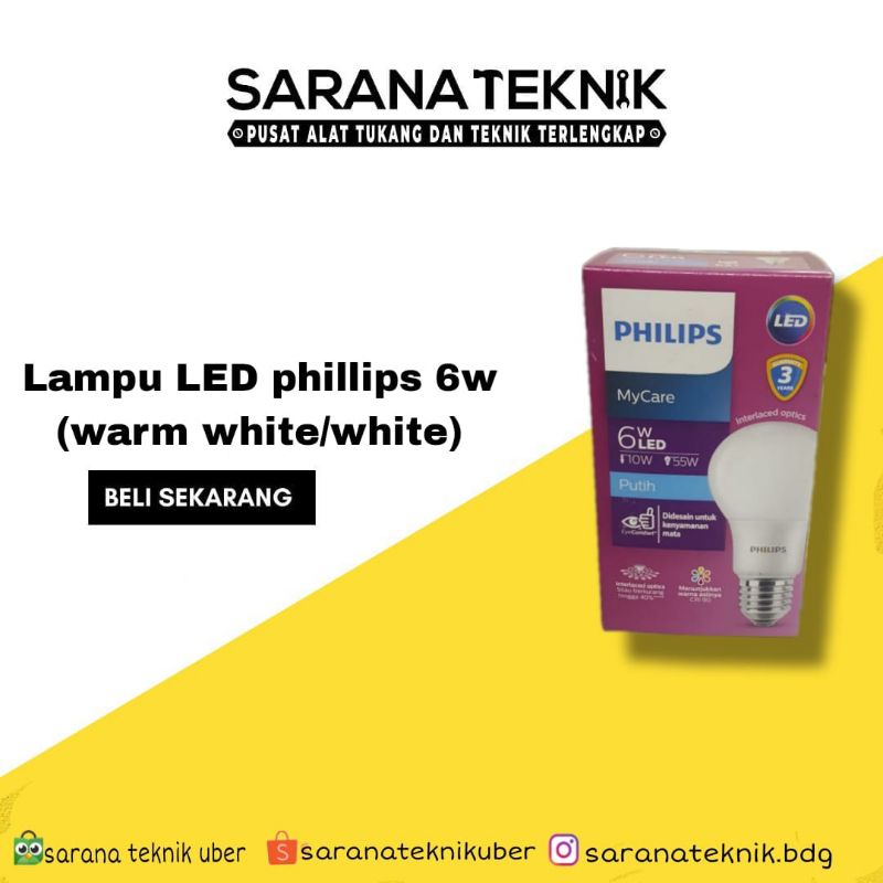lamu phillips LED6watt warm white my care / lampu phillips 6w kuning putih