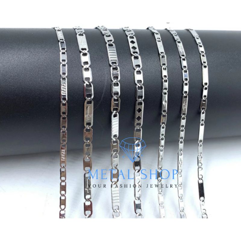 Kalung Titanium Pria Wanita Anti Karat Model Nuri Warna Putih Panjang 50cm