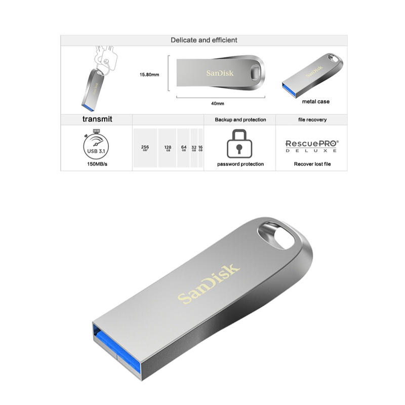 Sandisk Flashdisk USB 3.1 Kapasitas Maksimal 150MB / s CZ74