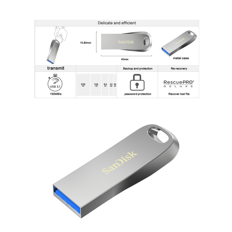 Sandisk Flashdisk USB 3.1 Kapasitas Maksimal 150MB / s CZ74