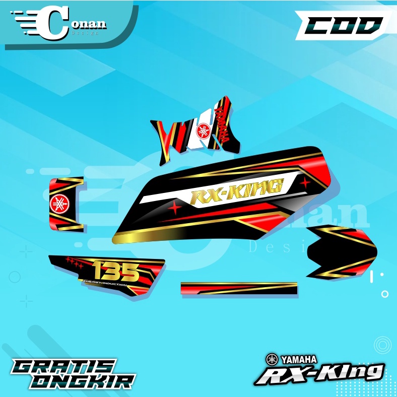 Striping RX King Variasi Stiker Motor Yamaha RX King Setriping RX King Variasi List Gold (BISA COD)