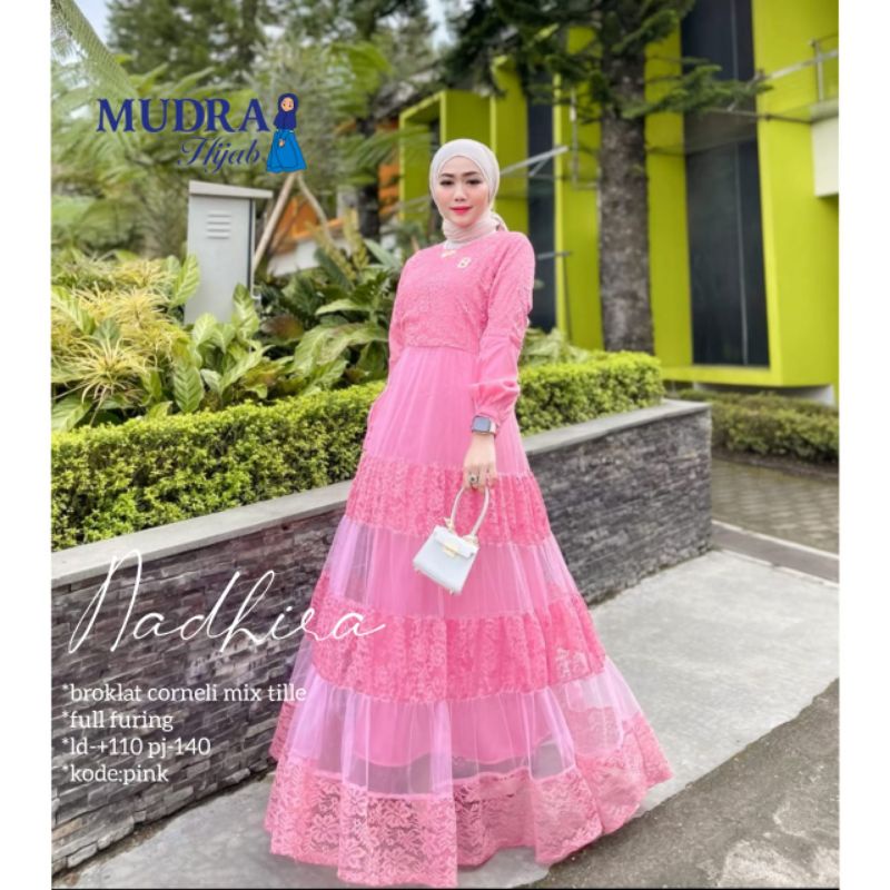 Nadhira Dress Gamis Brokat Mux Tile LD 110