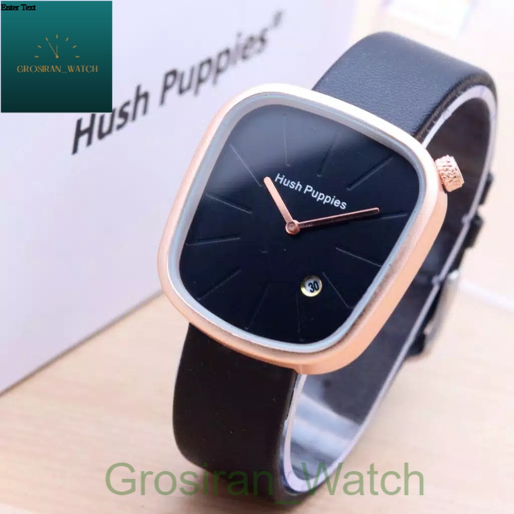 Jam Tangan Wanita Kasual Hush Puppies Kotak Tanggal Aktif HP-025 Strap Kulit [G_W]