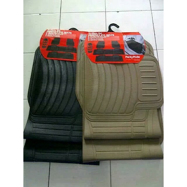 Karpet Mobil PACKY PODA 3 Baris Perfect Fit Universal Karpet Lantai Karet Mobil Hitam Cream