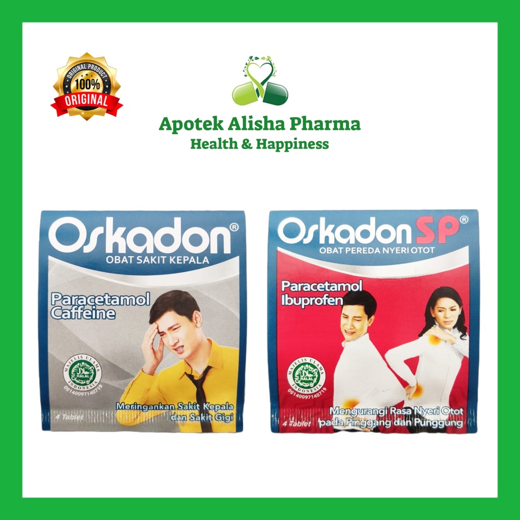 Oskadon Tablet/Oskadon SP Strip 4tablet-Oskadon Biru Tablet/Oskadon SP Merah Tablet Obat Pereda Nyeri/Pusing/Sakit Kepala/Sakit Gigi/Panas/Demam/Encok/Rheumatik