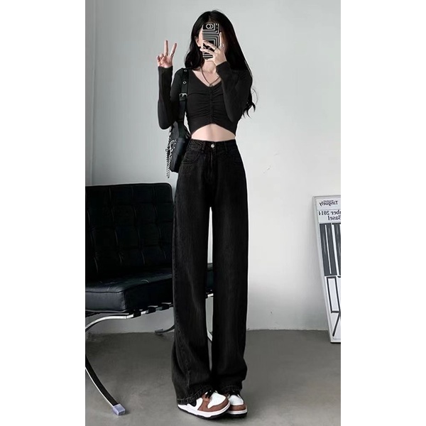 ✅COD NEW HITAM HIGH WAIST MURAH CELANA JEANS PANJANG WANITA