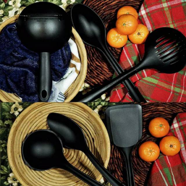 TERMURAH ! ALAT MASAK SET SPATULA HITAM ISI 6 PCS