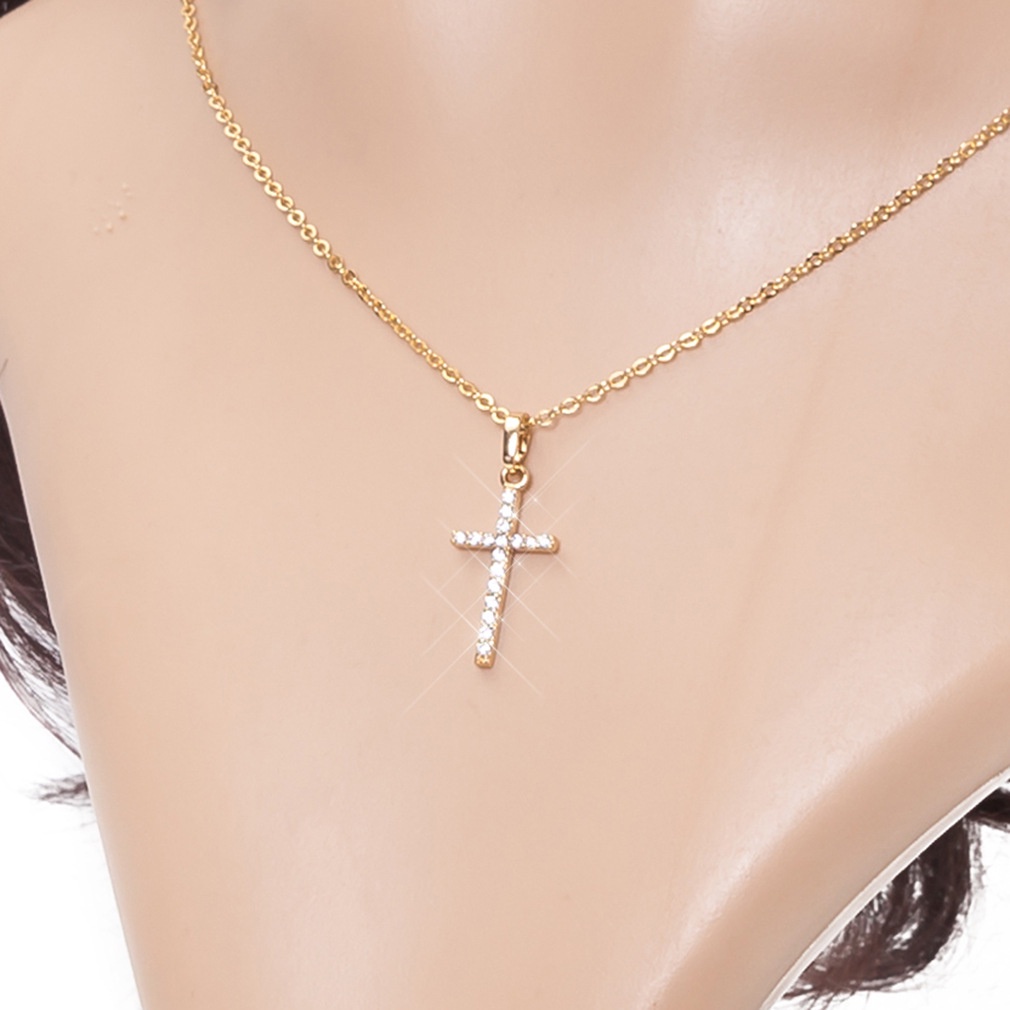 Fashion Alloy Kalung Liontin Salib Yesus Pacar Kepribadian Populer Aksesoris Perhiasan Pasangan Warna Emas Perak Rantai Pesona Logam