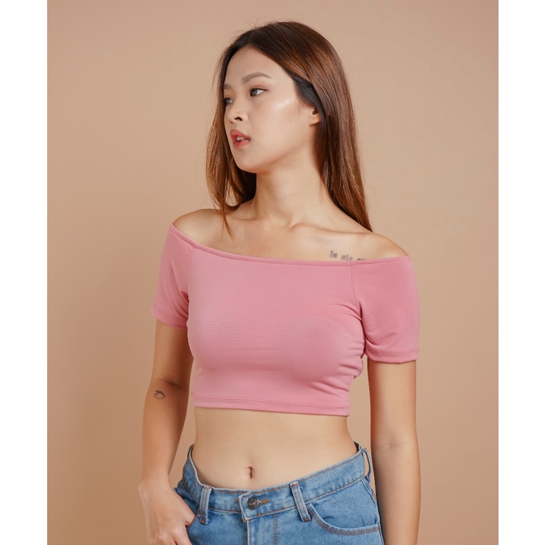 MODAVIE - ROSE TANKTOP Sabrina Crop Top T-Shirt Kaos Pendek Wanita