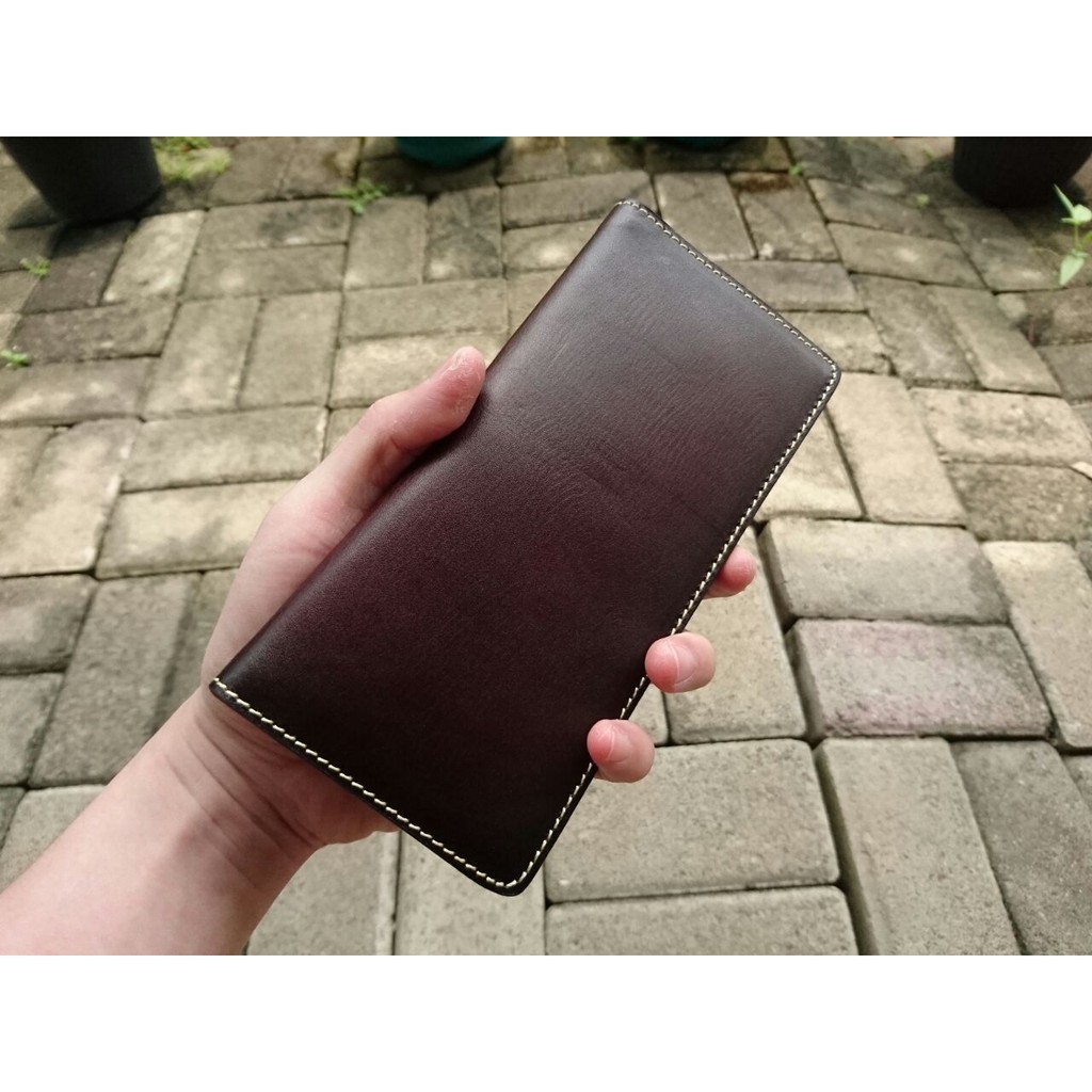 Dompet Kulit Panjang Pria Wanita Vegetable Tanned Leather (9145 Coffee