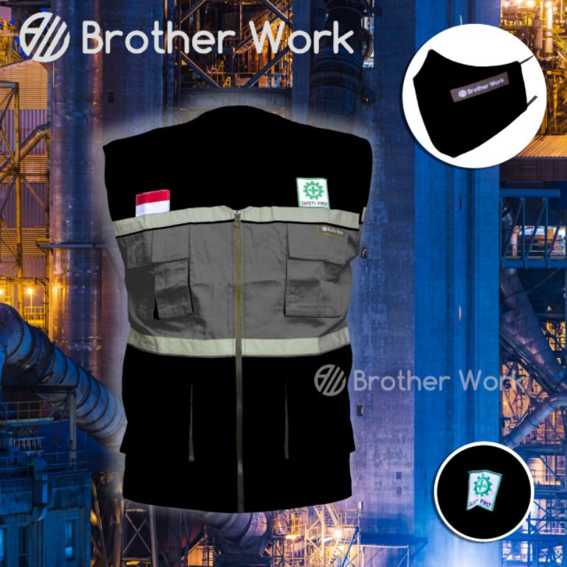 rompi safety hitam abu/rompi kerja/rompi kerja bagus/rompi kerja bagus/rompi safety/rompi safety ker