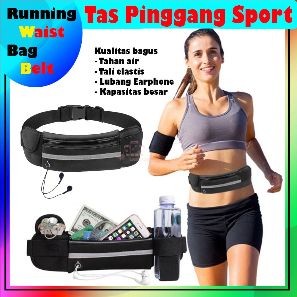 Tas Ikat Pinggang Lari Sepeda Olahraga Gym Running Waist Bag Belt 1 KANTONG TAS PINGGANG SPORT BELT