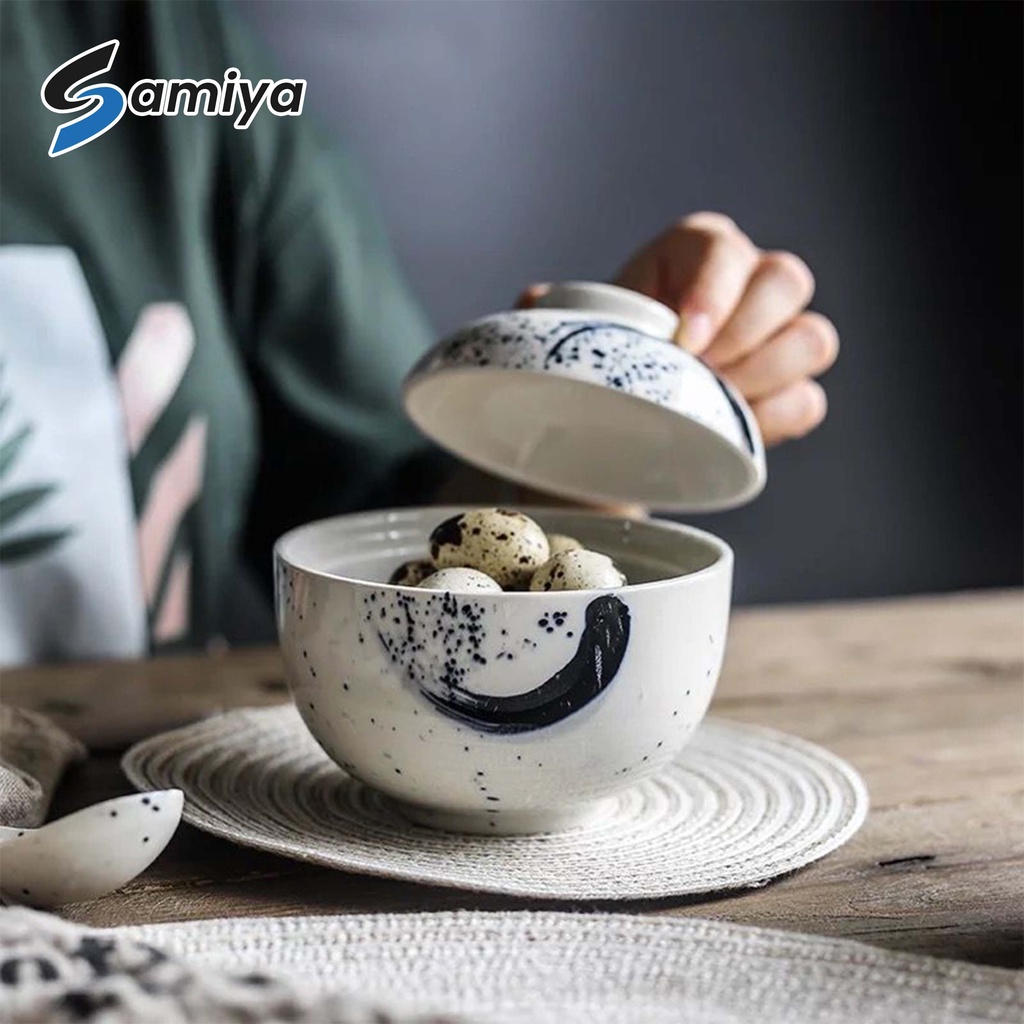 japanese style ceramic stew pot soup rice bowl H / mangkok makan keramik lauk soup nasi set 2in1