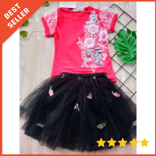 SETELAN ROK TUTU ANAK IMPORT PREMIUM 0-5 TAHUN / SETELAN ROK TUTU PESTA DRESS PESTA ANAK FLOWER / SETELAN BAJU PESTA ANAK CEWEK IMPORT ROK TUTU