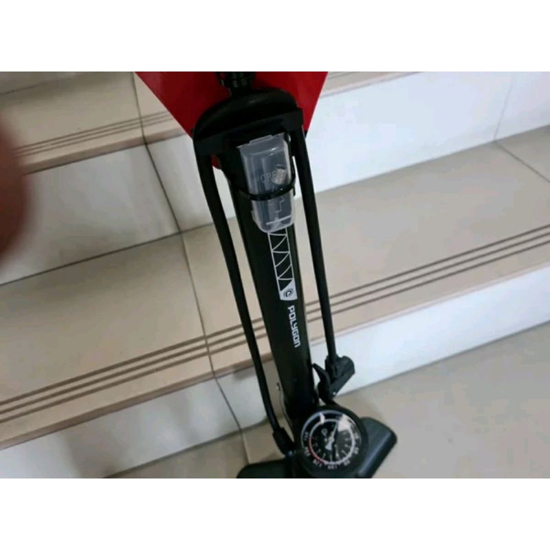 Polygon steel STX 160 psi dual head. pompa lantai sepeda high pressure tekanan tinggi floor pump