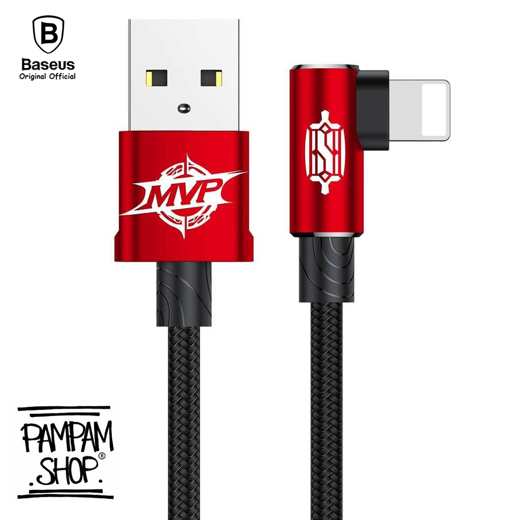 BASEUS ORIGINAL Kabel Data Gaming MVP Elbow Type Lightning USB for Apple Iphone 5 6 7 8 X Plus Game