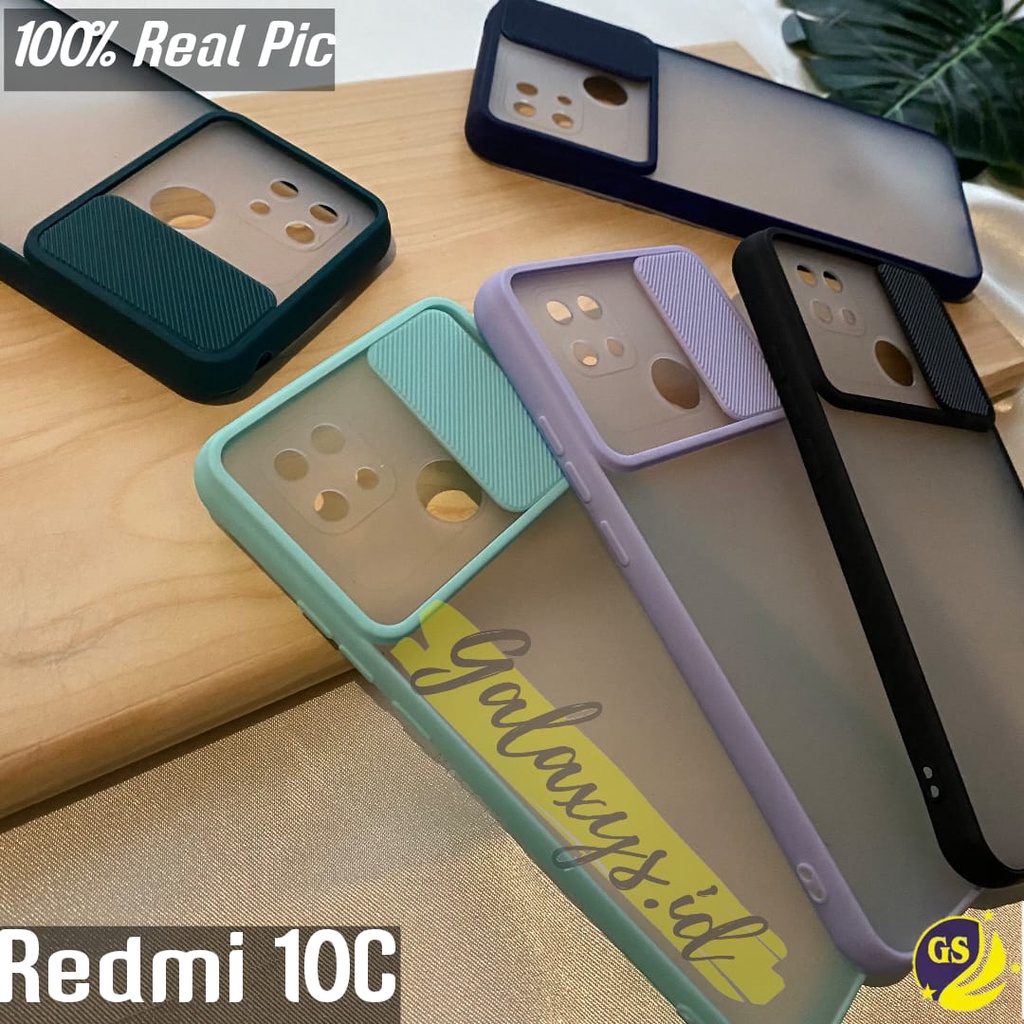 Case XIAOMI REDMI 10C Slide Case Protection Camera Candy Matte Sliding Casing Pelindung Kamera