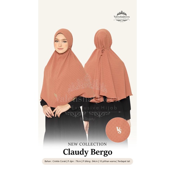 CLAUDY BERGO ORIGINAL VALENSHAQUEEN BERGO CLAUDY VALENSHAQUEEN KHIMAR CLAUDY HIJAB INSTAN VALENSHAQU