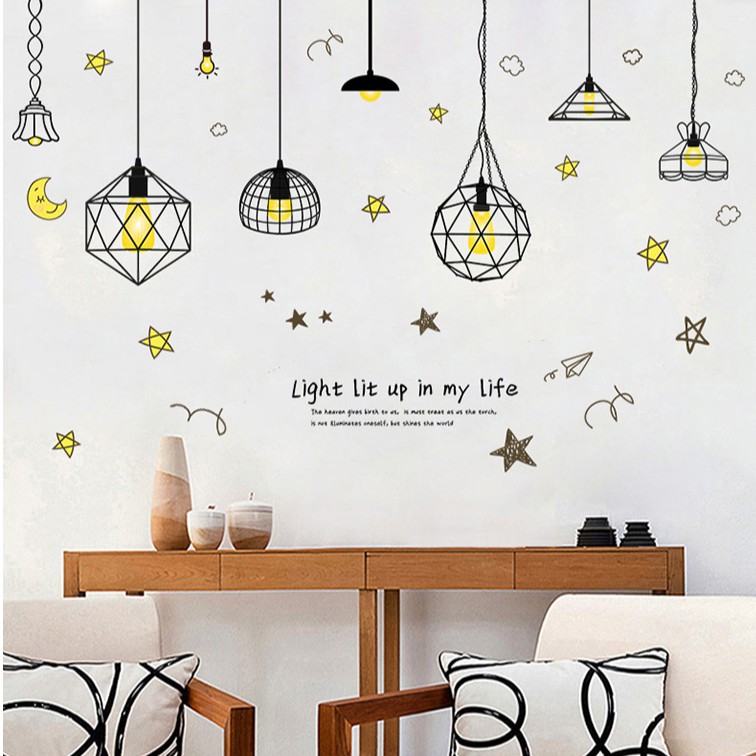 Reliza Wallsticker Lampu Gantung Hitam Hanging Black Lamp Stiker Dinding 7230