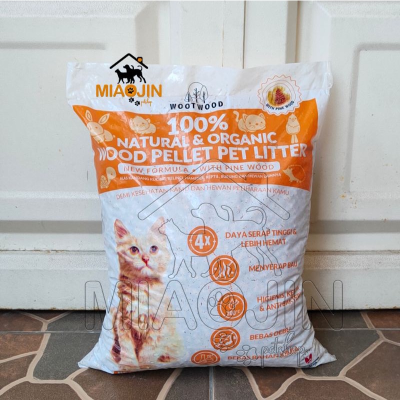 Pasir Kucing Kayu WOOTWOOD 10kg WOOD PELLET - WOOT Cat Hamster Pet Litter Gumpal Wangi