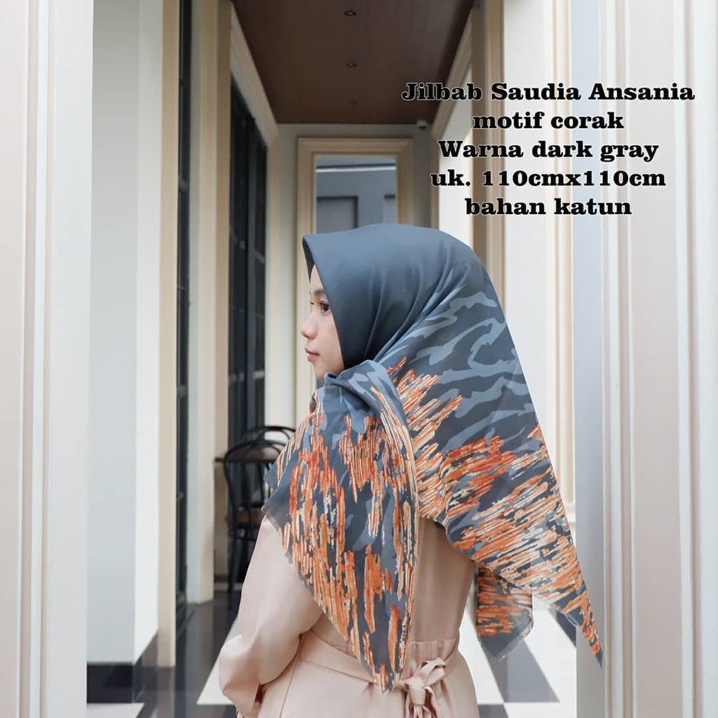 Jilbab Saudia Ansania motif corak