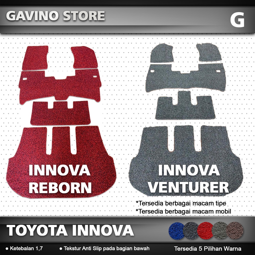 Karpet Mobil TOYOTA INNOVA REBORN / INNOVA VENTURER / REBORN 2016 - 2022 / coil mat / karpet cacing 