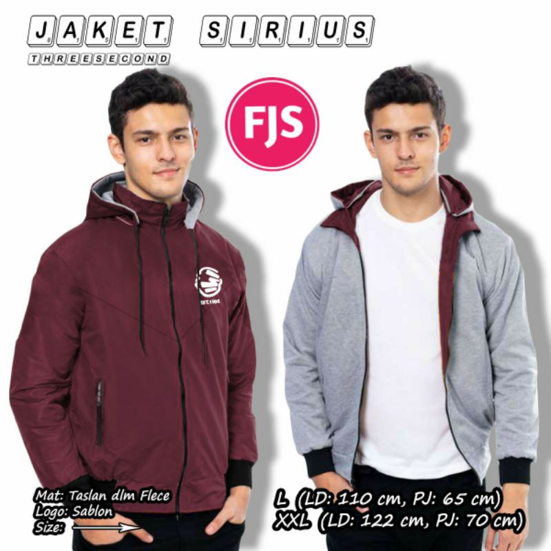 jaket 3second / jaket sirius 3second / jaket 3second bolak balik / jaket terbaru / jaket terlaris