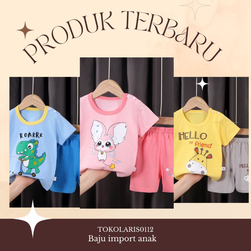 TokoLaris_Baju Import Setelan Anak Piyama Tidur Anak Cewek Cowok Setelann Harian
