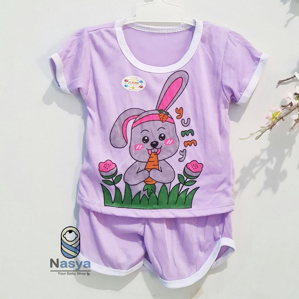 [J-014]  Setelan baju Bayi Perempuan Lucu - motif lucu (3-6 bulan)