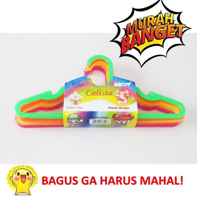 ISI 12 PCS ( 1 LUSIN ) HANGER GANTUNGAN BAJU ANAK PLASTIK WARNA WARNI TERMURAH