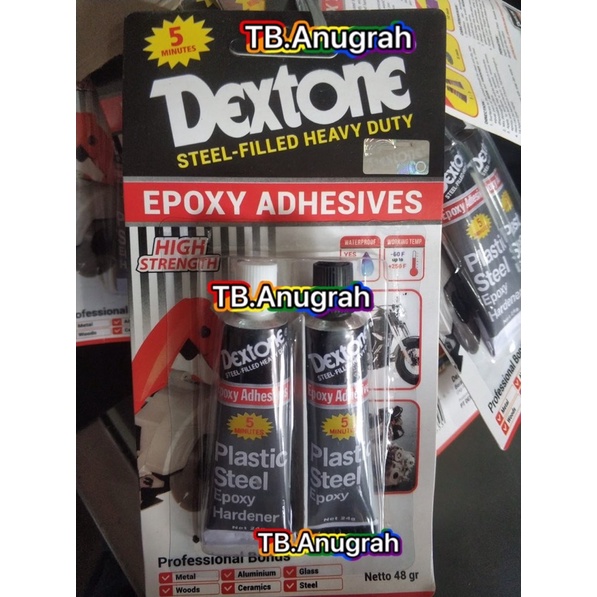 Lem dextone 5 menit plastik steel epoxy lem besi lem campur lem hitam putih 48gr Epoxy Adhesives