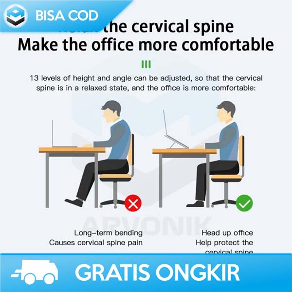 STANDING LAPTOP FOLDABLE WITH FAN COOLING PORTABLE RINGAN TAHAN PANAS