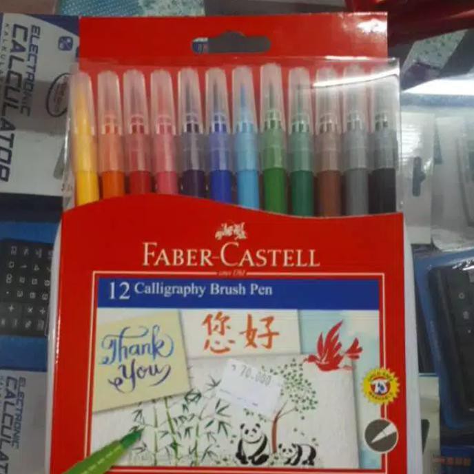 

Ini Spidol Caligraphy Kaligrafi Faber Castell 12 Warna Brush Pen