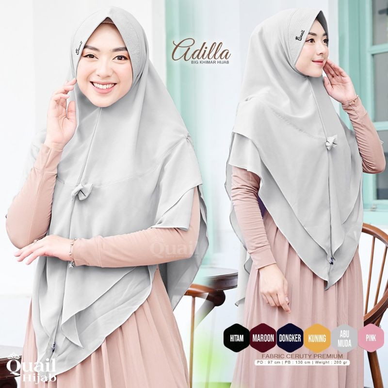ADILLA ORIGINAL QUAIL HIJAB | QUAIL SOLO | Khimar Pink Khimar Jumbo Khimar 2 Layer Khimar Panjang