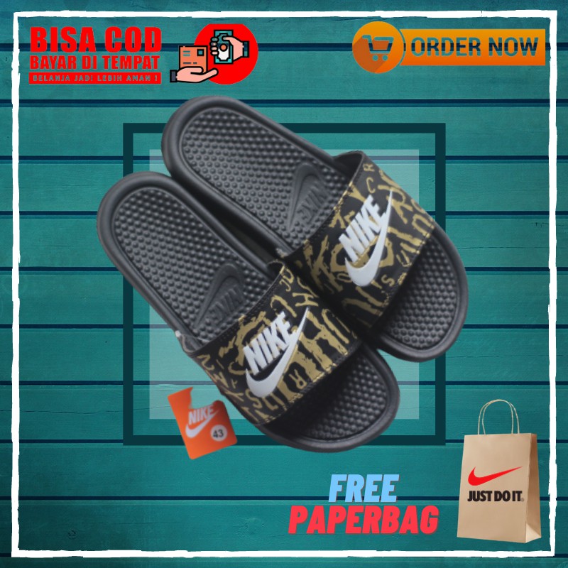 SANDAL NIKE BENASSI SLIDE SLIP ON PRIA WANITA PUTIH GOLD HITAM SENDAL SPORT PRIA WANITA OLAHRAGA
