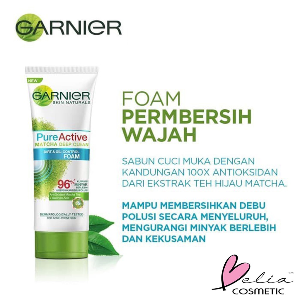 ❤ BELIA ❤ GARNIER Pure Active Matcha Deep Clean Sensitive Gel Anti-Acne White Foam Face Wash Scrub