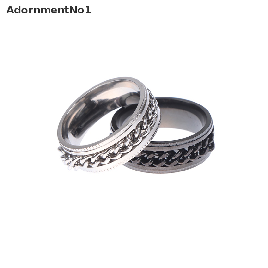 (AdornmentNo1) 1pc Cincin Spinner Rantai Stainless Steel Dapat Diputar Untuk Pasangan / Pria / Wanita