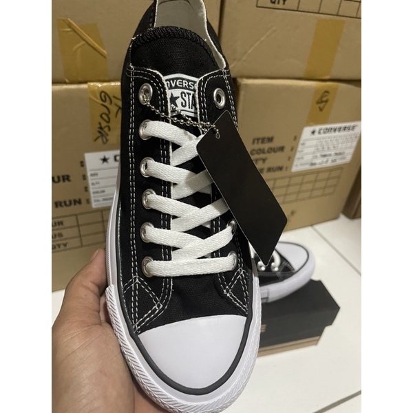 SEPATU CONVERS BLACK WHITE LOW IMPOR MURAH