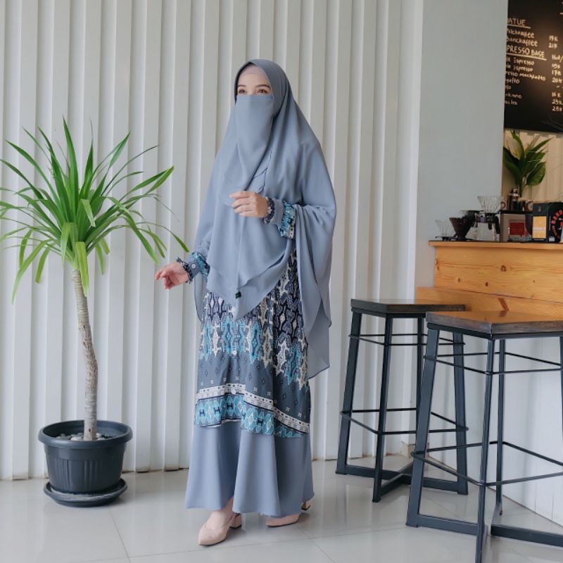 Set batik Ceruty by Mumtaz Hijab/Set Cadar/ Gamis Set Cadar/Gakis set syari