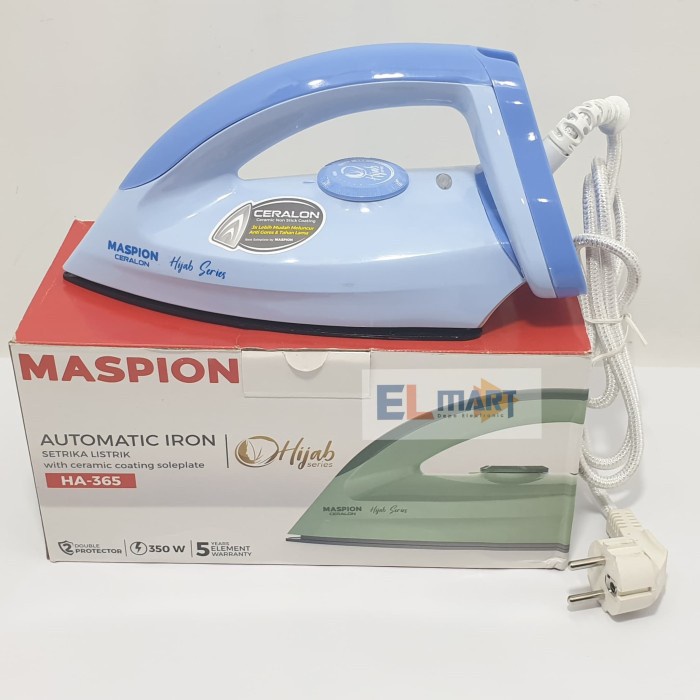 Maspion Setrika Listrik Hijab HA 365 HA365 HA-365 Gosokan Dry Iron Bahan Ceraflon Anti Lengket