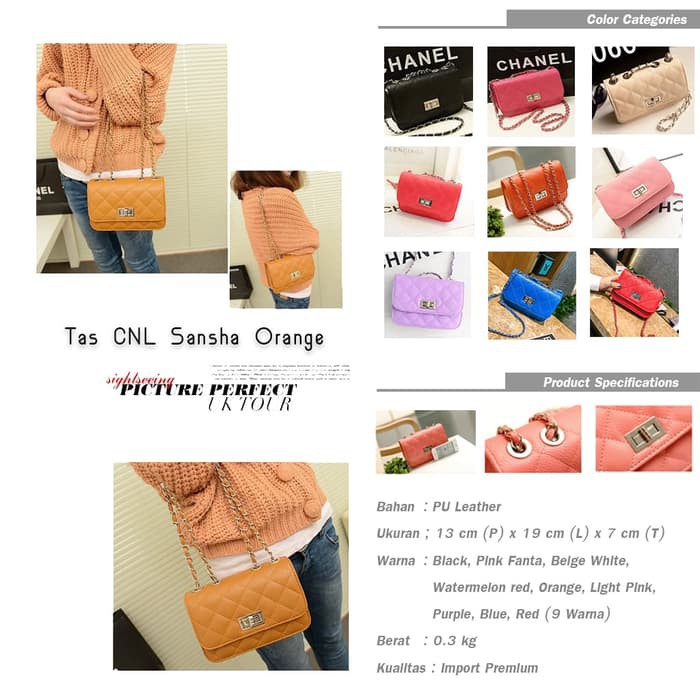 Promo Tas CNL Sansha Import Orange FS  tas wanita kulit orange