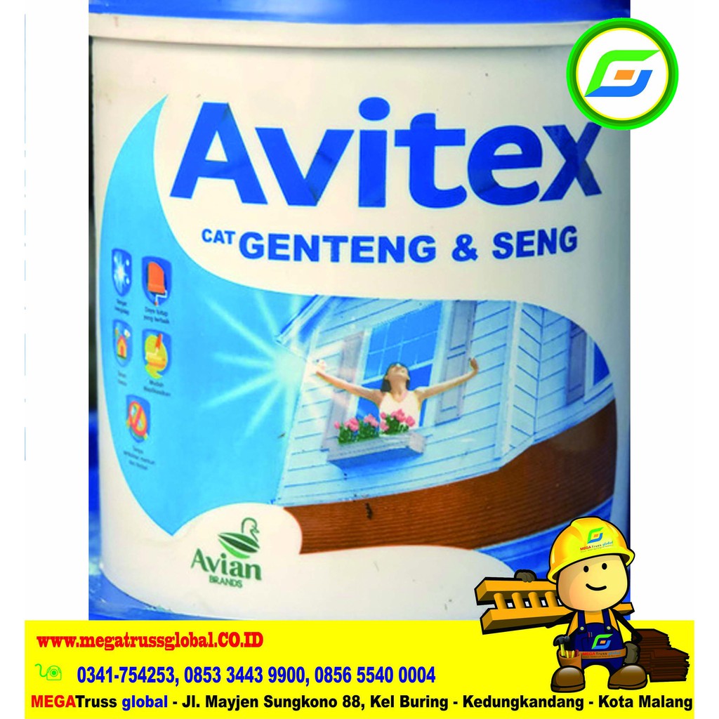 Cat Genteng dan Seng Premium AVITEX 4 Kg - AVIAN- cat genteng atap -cat warna - cat atap