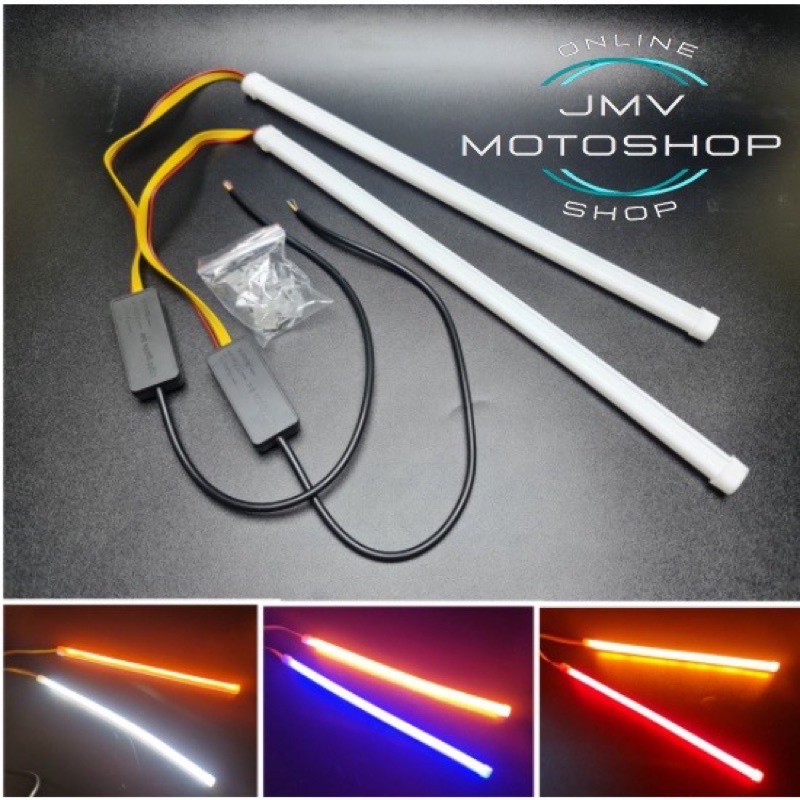 lampu Alis LED Neon alis DRL fleksibel waterproof 12v 30cm 2 mode running motor HARGA SEPASANG (2pcs)