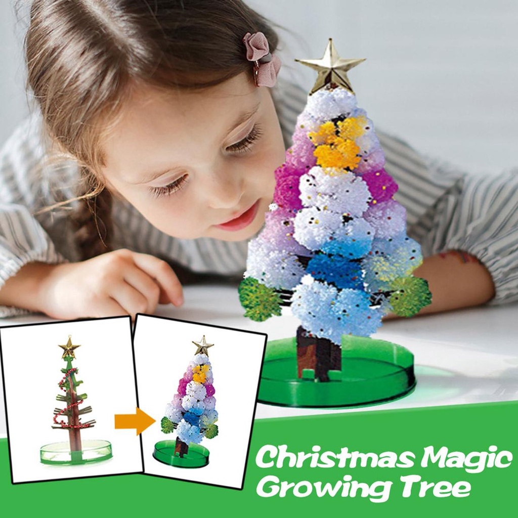 Agustinina Tumbuh Pohon Natal Anak Xmas DIY Magic Lucu Visual Stocking Filler Hadiah